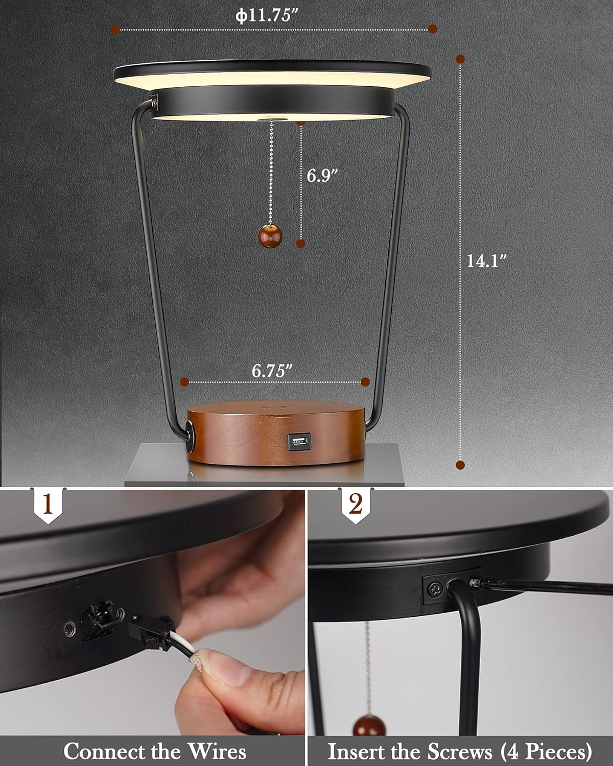 LED Desk Lamp with Wireless Charger D77058