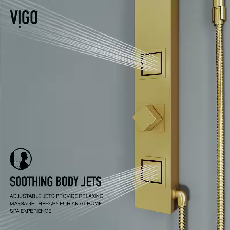 2-Jet Shower Panel System with Hand Shower Wand in Matte Brushed Gold H990954