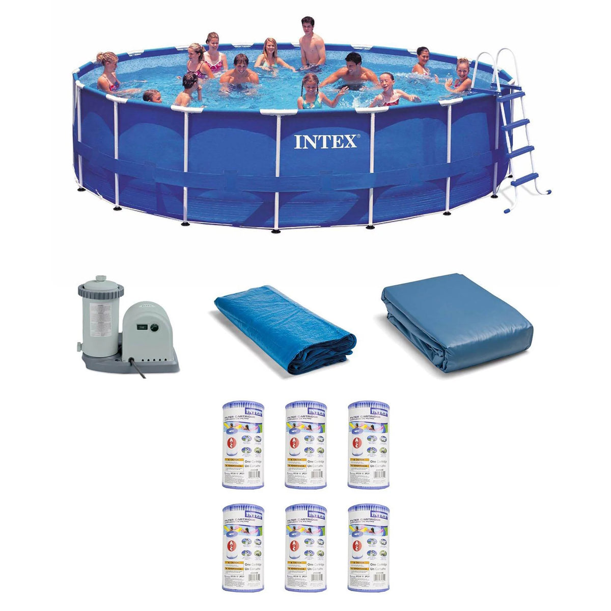 18ft x 48in Metal Frame Swimming Pool Set with Pump X60831
