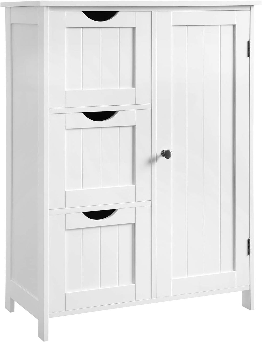 White Bathroom Storage Cabinet with 3 Drawers and Adjustable Shelf V85258