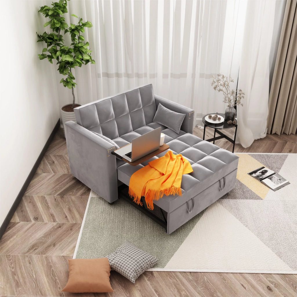 Velvet Convertible Sleeper Sofa Bed with Pull Out Bed Q9678
