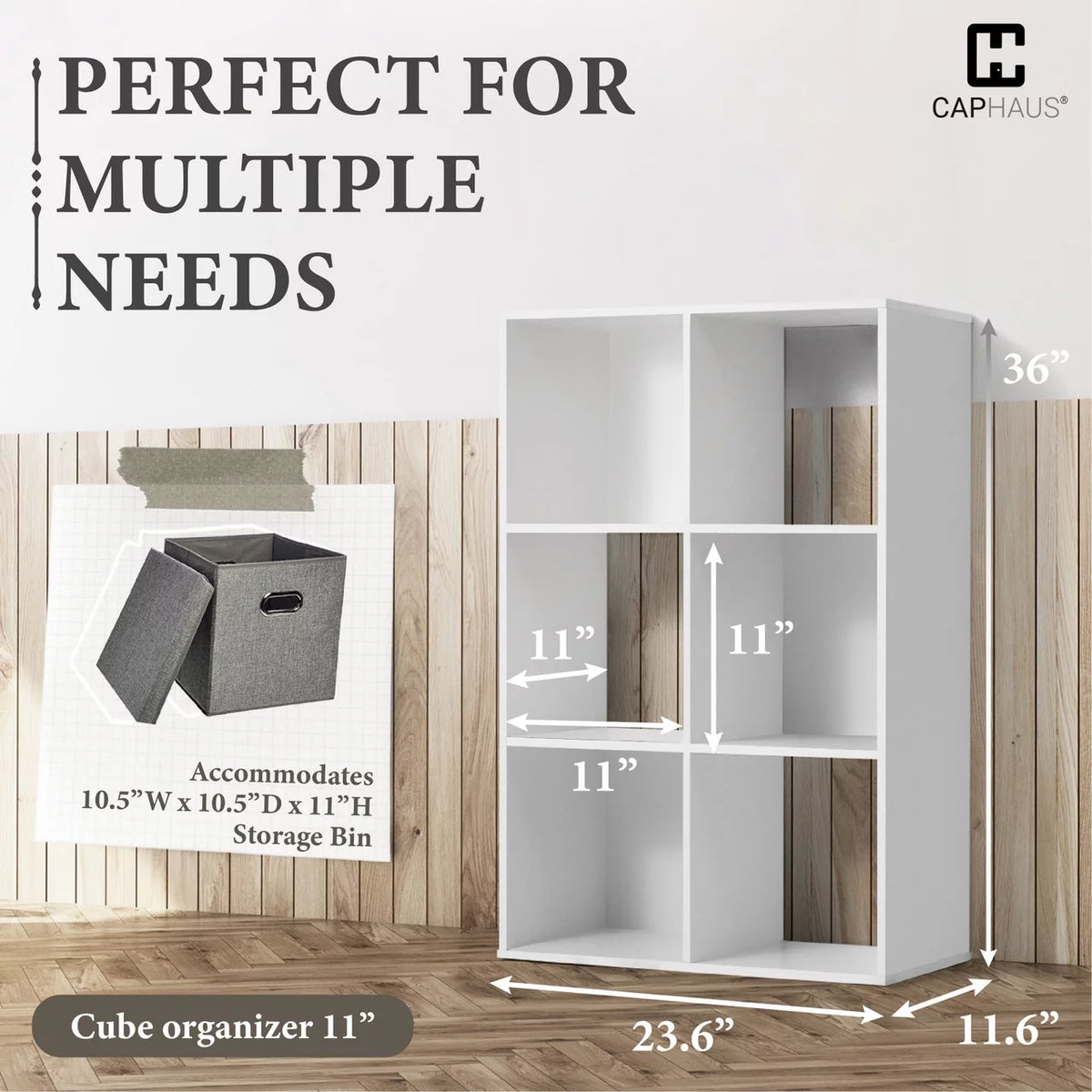 11-Inch Cube Storage Organizer Shelf with Back H5748