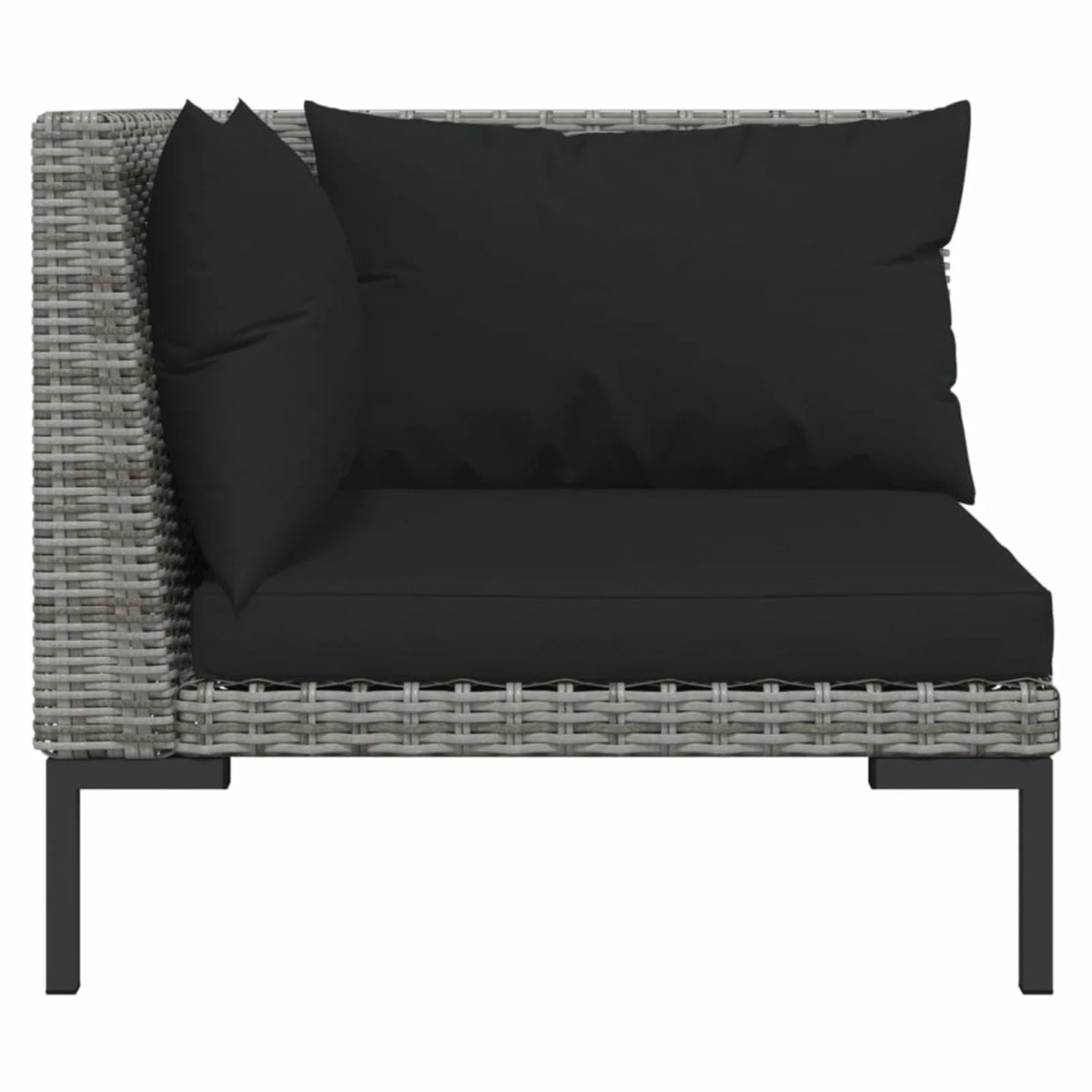 3 Piece Dark Gray Half Round Poly Rattan Patio Sofa Set D731597