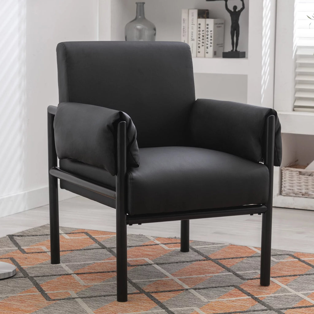 Black PU Leather Chair with Extended Arms and Backrest R3611