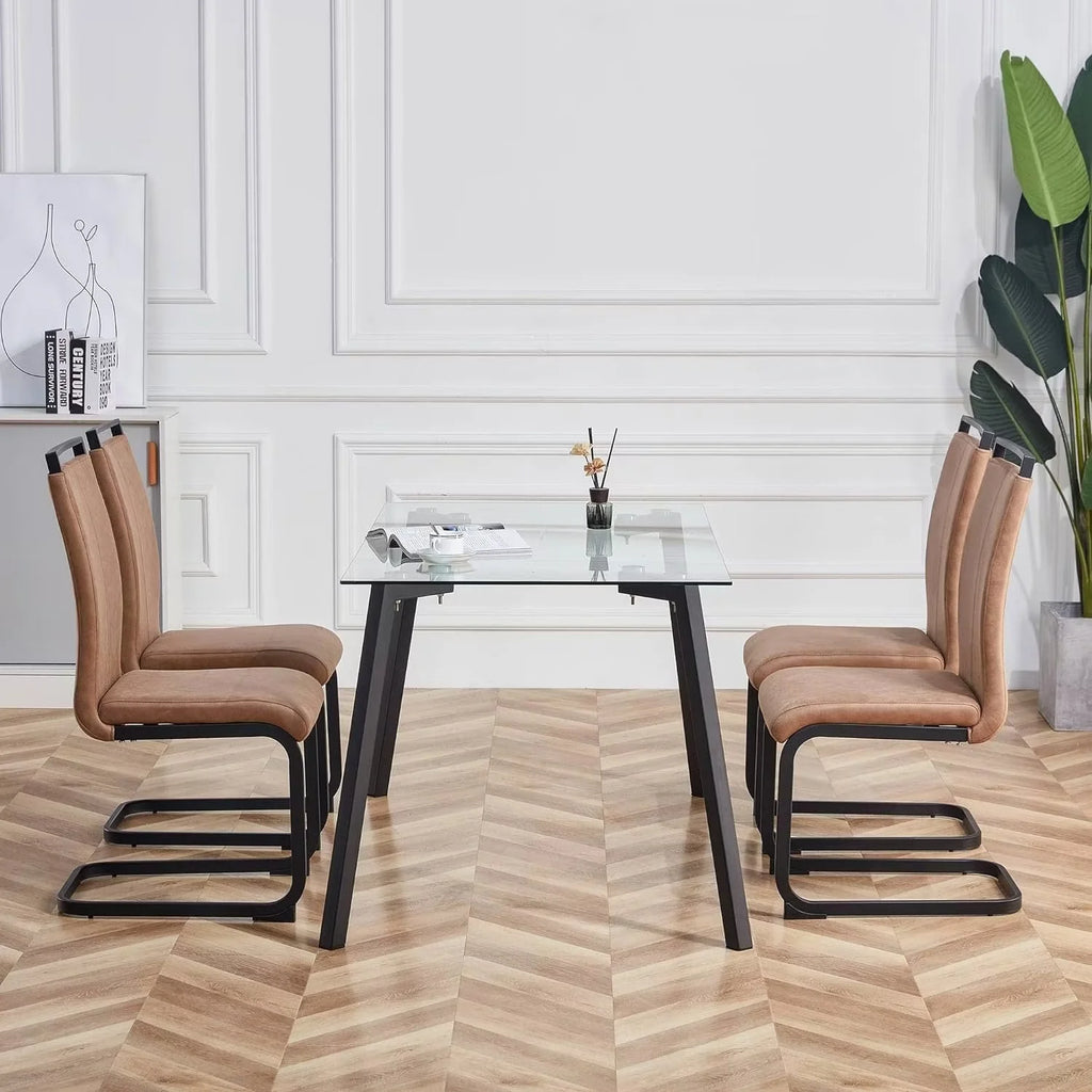 Soft Fabric Dining Chairs Set of 6 with Padded Seat B725237