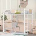 Metal Loft Bed with Desk and Shelve White T131500