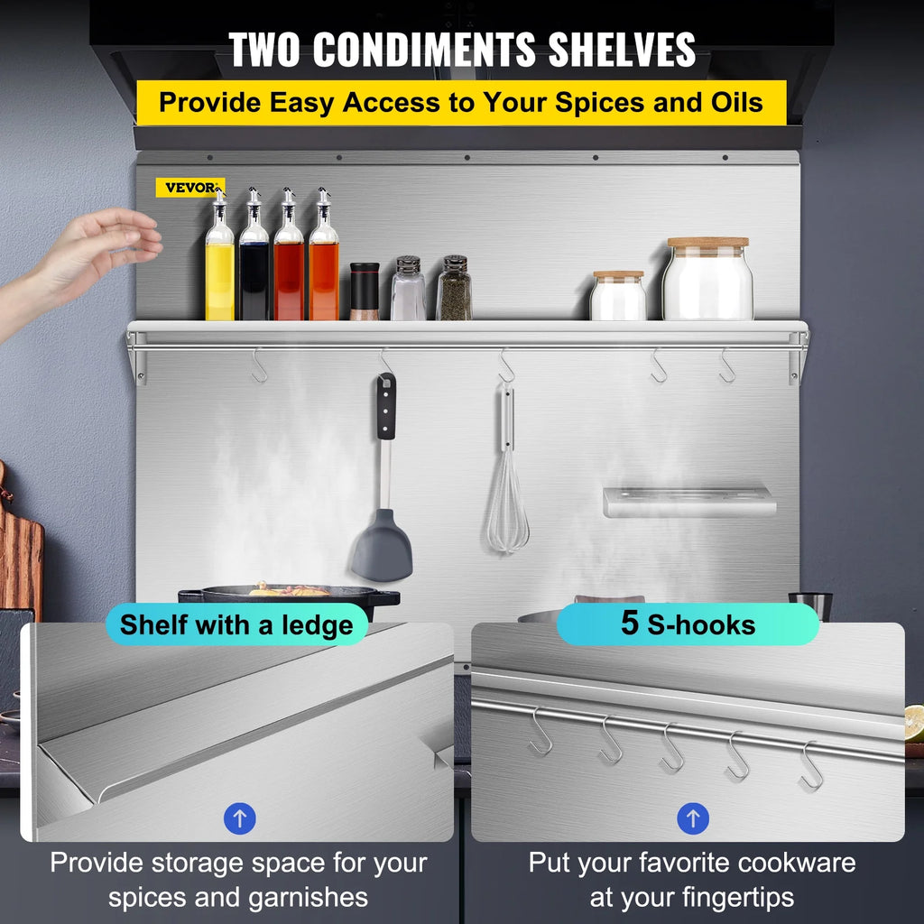 Stainless Steel Range Backsplash with Shelf P248