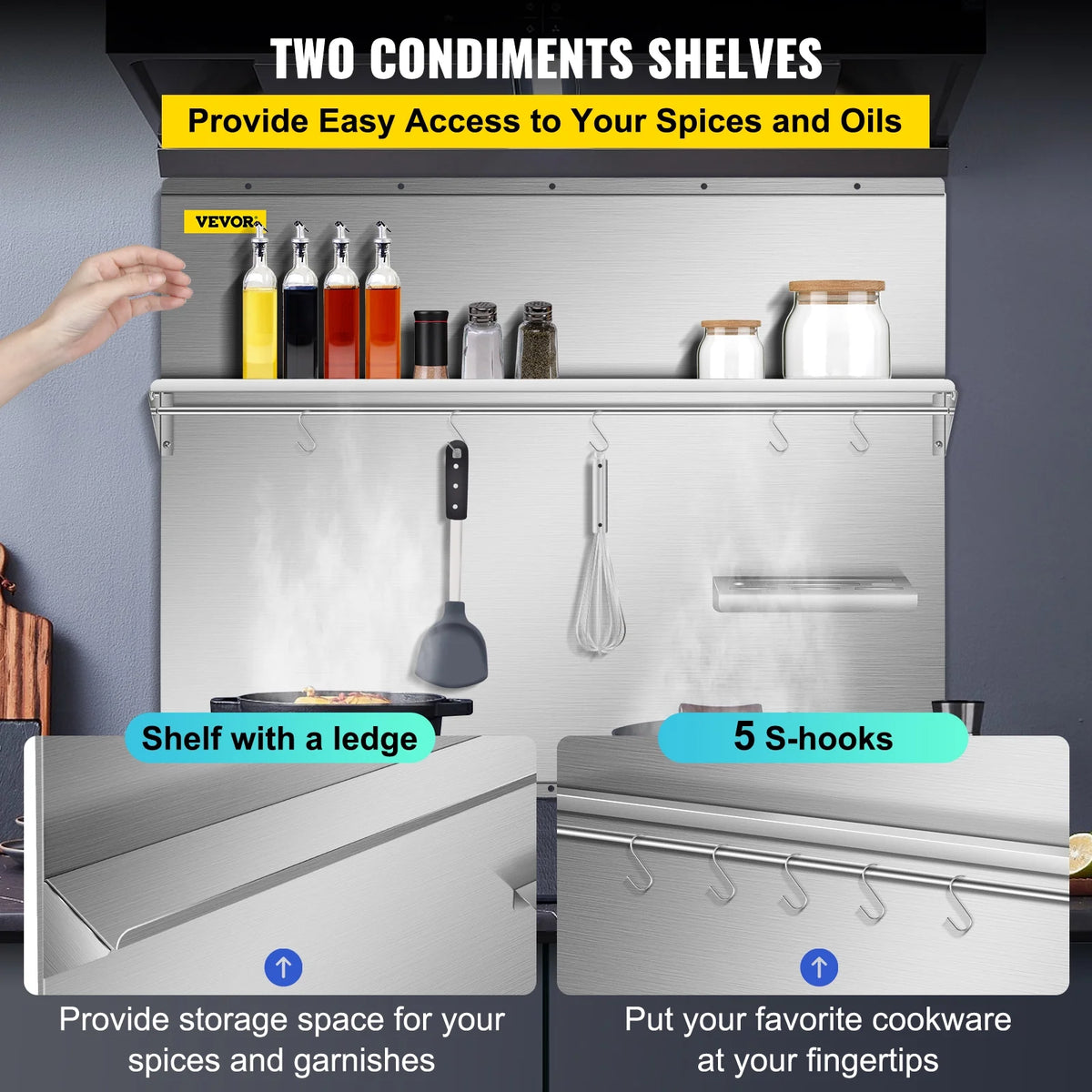 Stainless Steel Range Backsplash with Shelf P248
