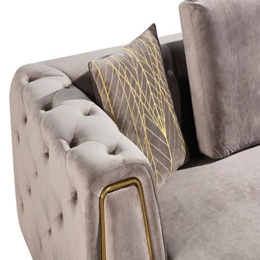 Gray Velvet 4 Seater Sofa C9732