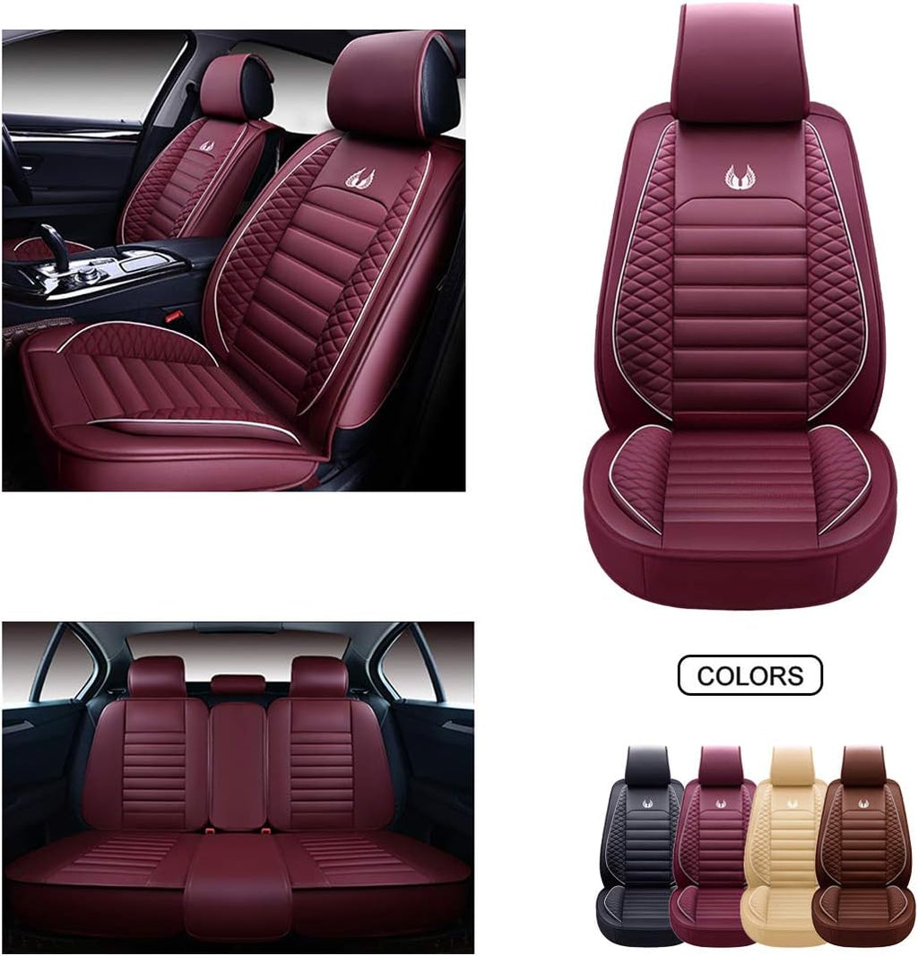 Leather Car Seat Covers Black Grey P277