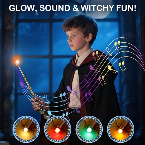 Light Up Magic Wand with Sounds, 2 Pack, Black & Brown E947896