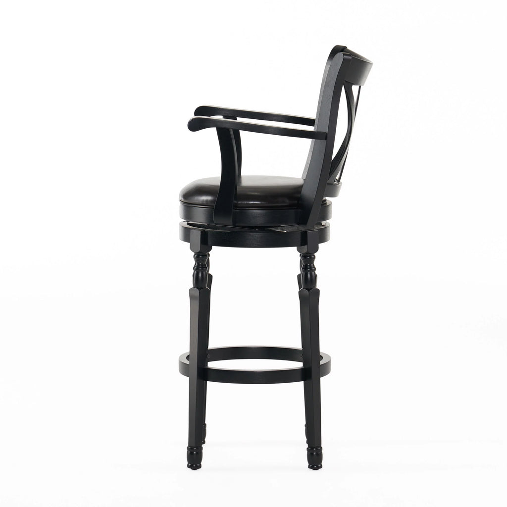 Black Bonded Leather Swivel Barstool D9464