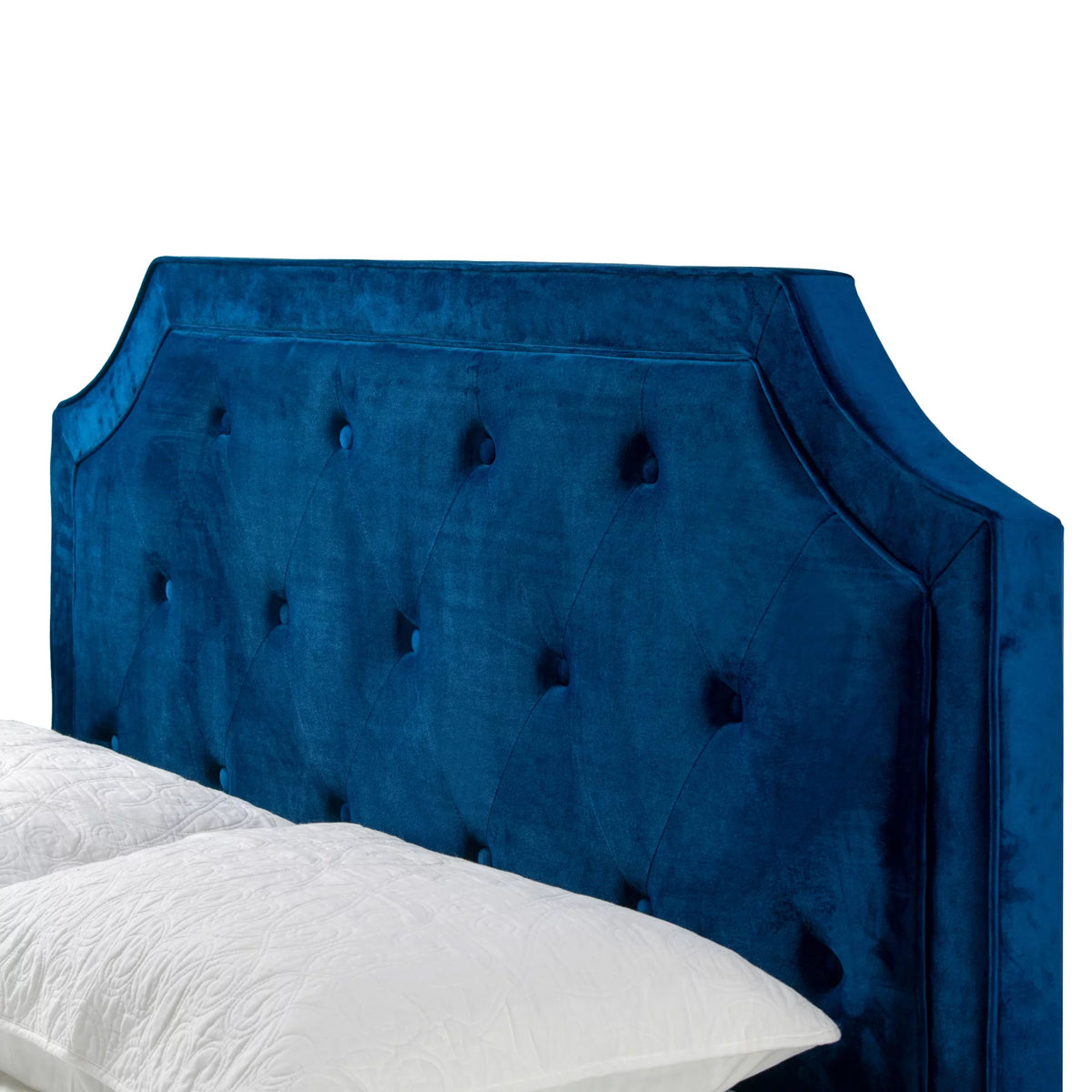Blue Fabric Queen Bed with Button Tufting L9662