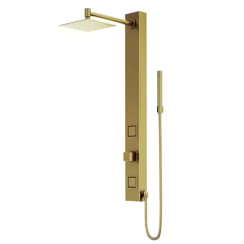 2-Jet Shower Panel System with Hand Shower Wand in Matte Brushed Gold H990954