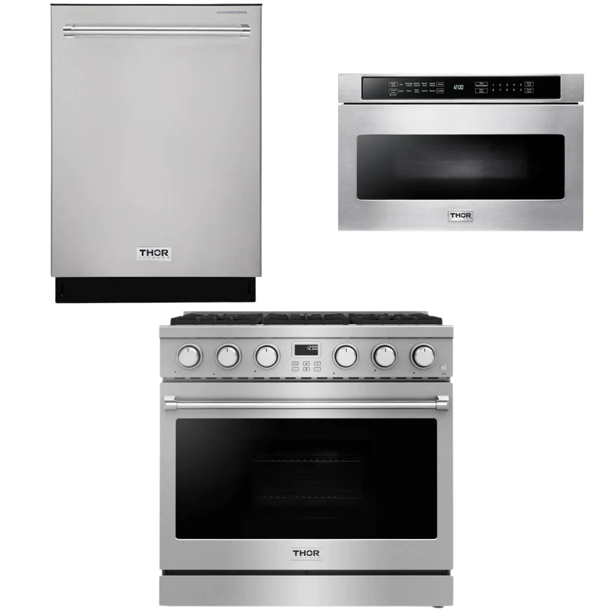36 Gas Range, Dishwasher and Microwave T54051