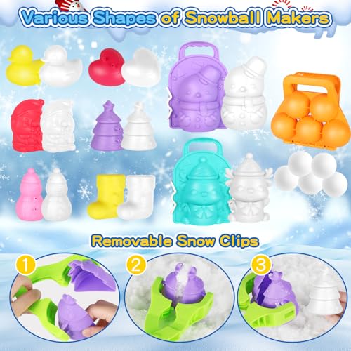 32 Pcs Snowball Maker Snow Molds with Snow Sleds Shovels Snowman Kit I58133
