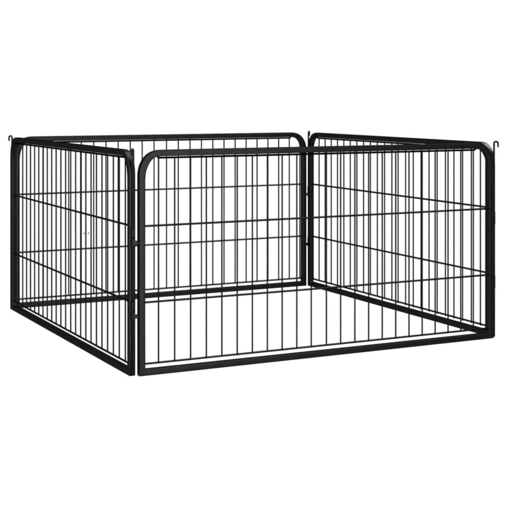 Black 4 Panels Steel Dog Playpen T156
