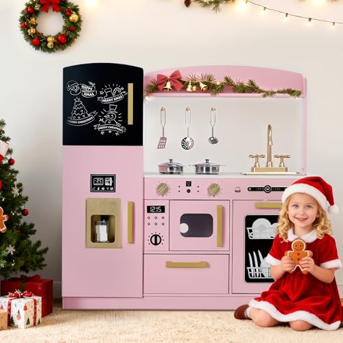 Wooden Kids Play Kitchen Set with Blackboard X388907