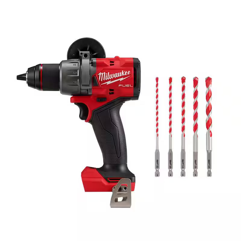 18V Lithium-Ion Brushless Cordless Hammer Drill with 5-Piece Carbide Hammer Drill Bit Set E9152