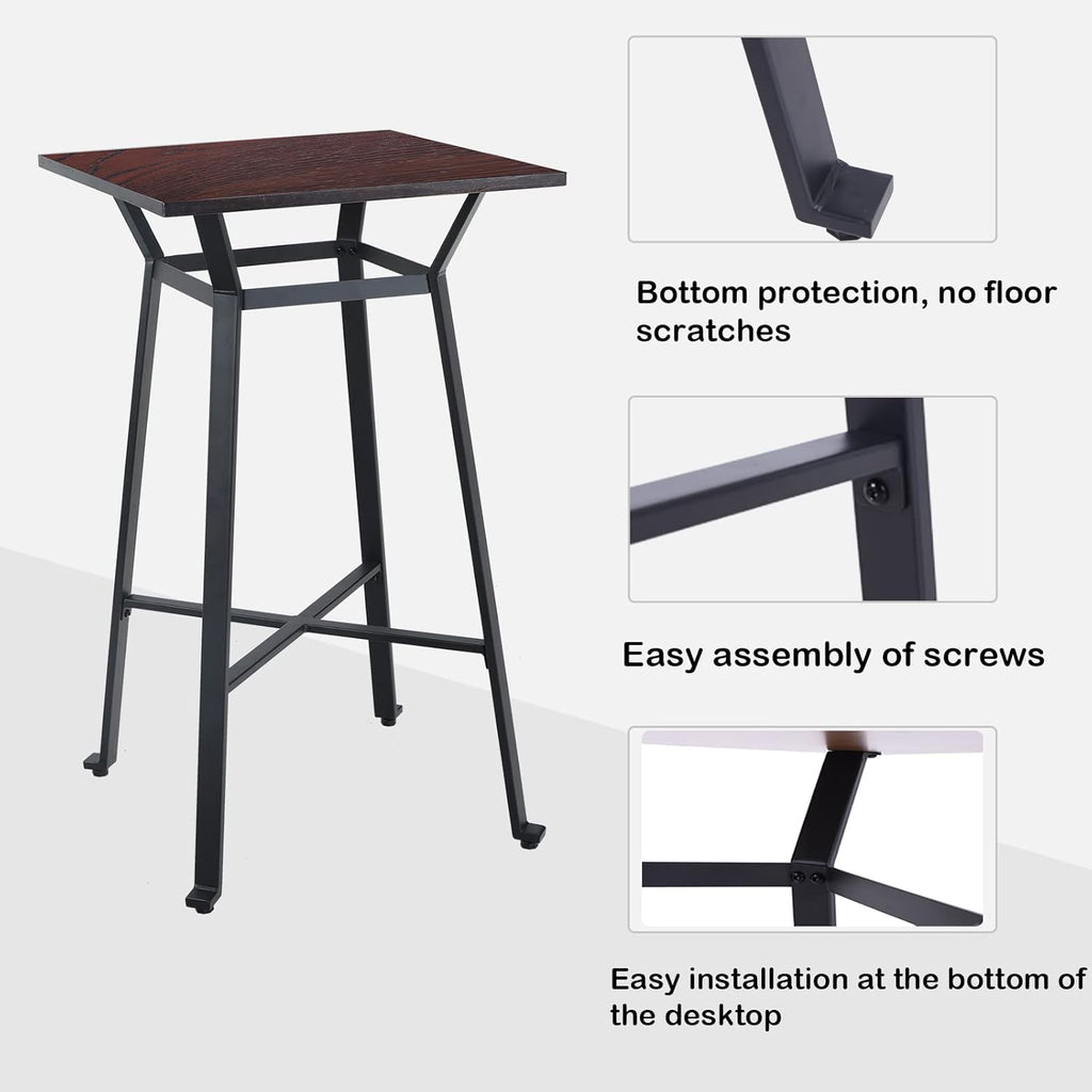 Brown Square Solid Wood Bar Table Q2252