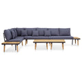 Dark Gray 7-Seater Acacia Wood Sofa with Coffee Table K78784