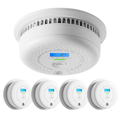 10-Year Battery Smoke and Carbon Monoxide Alarm with Display, 5-Pack V7294