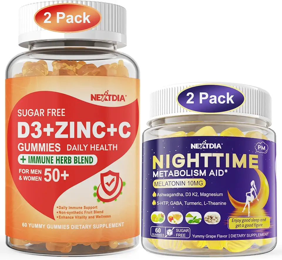 Sugar Free Vitamin C + D3 + Zinc Gummies & Melatonin 10mg 20mg Sleep Gummies L985457