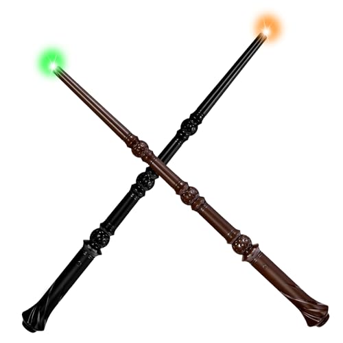 Light Up Magic Wand with Sounds, 2 Pack, Black & Brown E947896