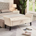 Beige Storage Ottoman Bench K80358