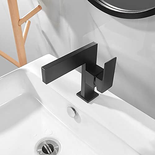 Matte Black Ultra-Thin Waterfall Bathroom Faucet A2127