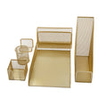 Gold Mesh Metal 6 Piece Set Desktop Organizers and Accessories Z321385