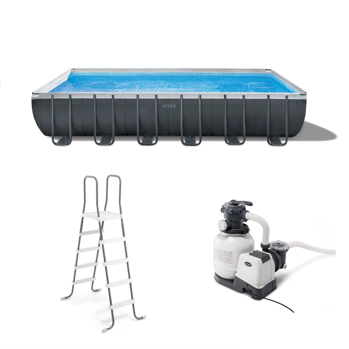 24' x 12' x 52 Rectangular Frame Swimming Pool Set with Pump J458407