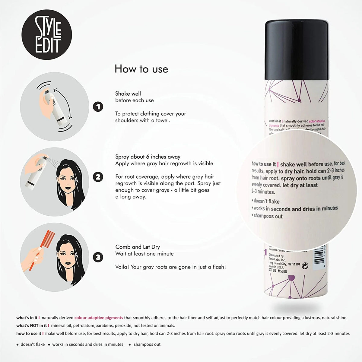 Light Brown Hair Root Concealer Touch Up Spray 2 oz M1661