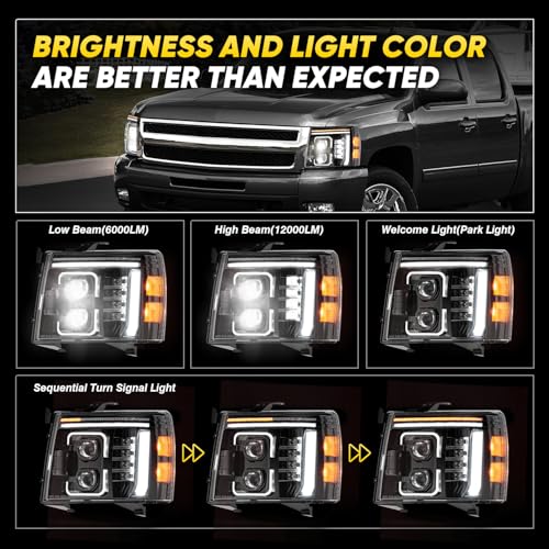 LED Headlights Assembly Sequential Turn Signal Hi/Low Beam with Bulbs C267930