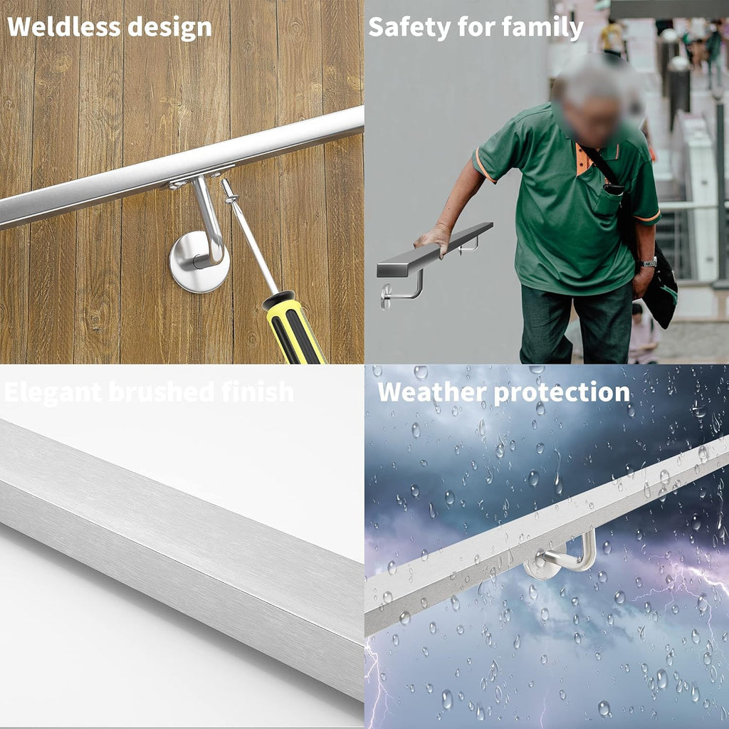 Brushed Stainless Steel Wall Mounted Stair Handrail L69773