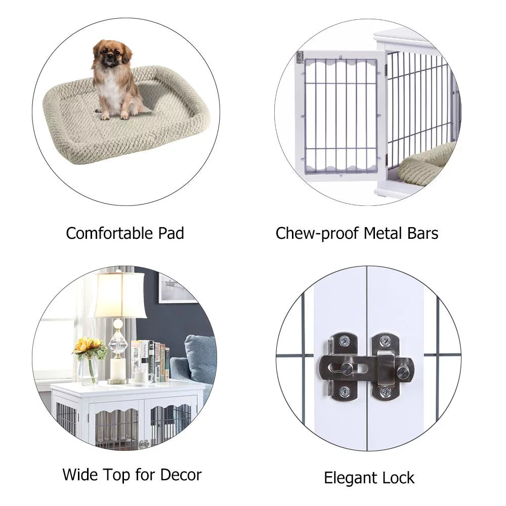 White Dog Crate with Pet Cushion I697