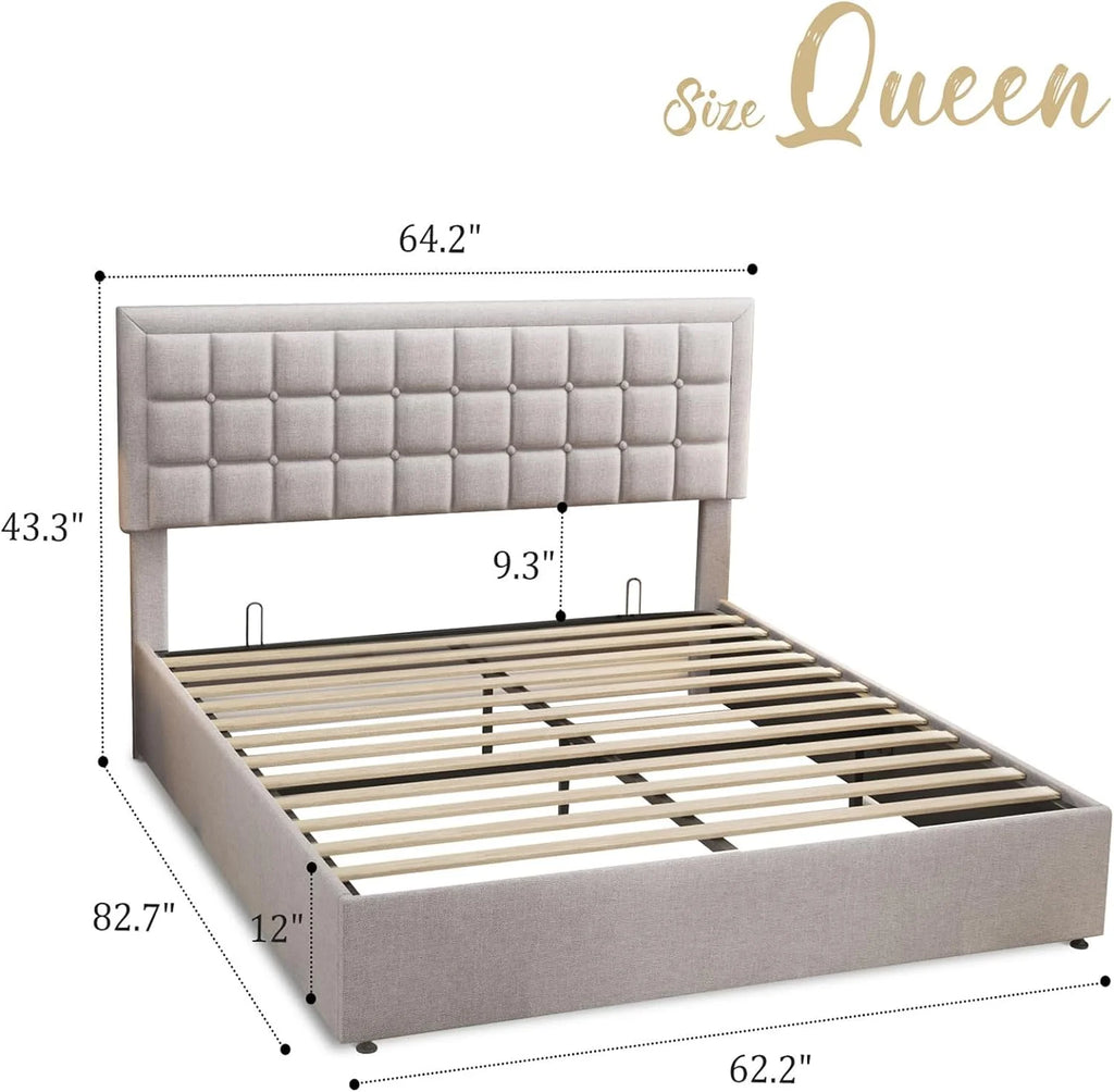 King Size Lift Up Storage Upholstered Platform Bed Frame C699