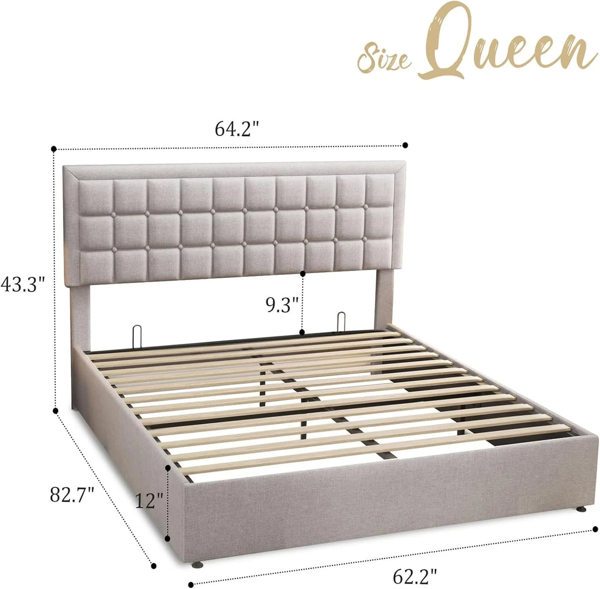 King Size Lift Up Storage Upholstered Platform Bed Frame C699