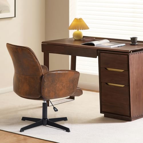 Beige Linen Fabric Upholstered Ergonomic Swivel Desk Chair Q1137