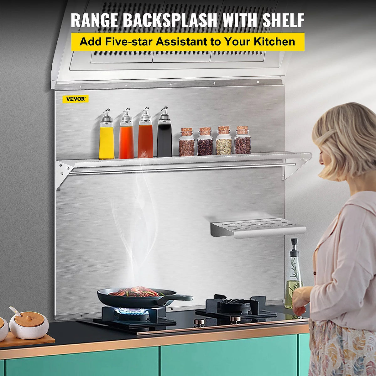 Stainless Steel Range Backsplash with Shelf P248