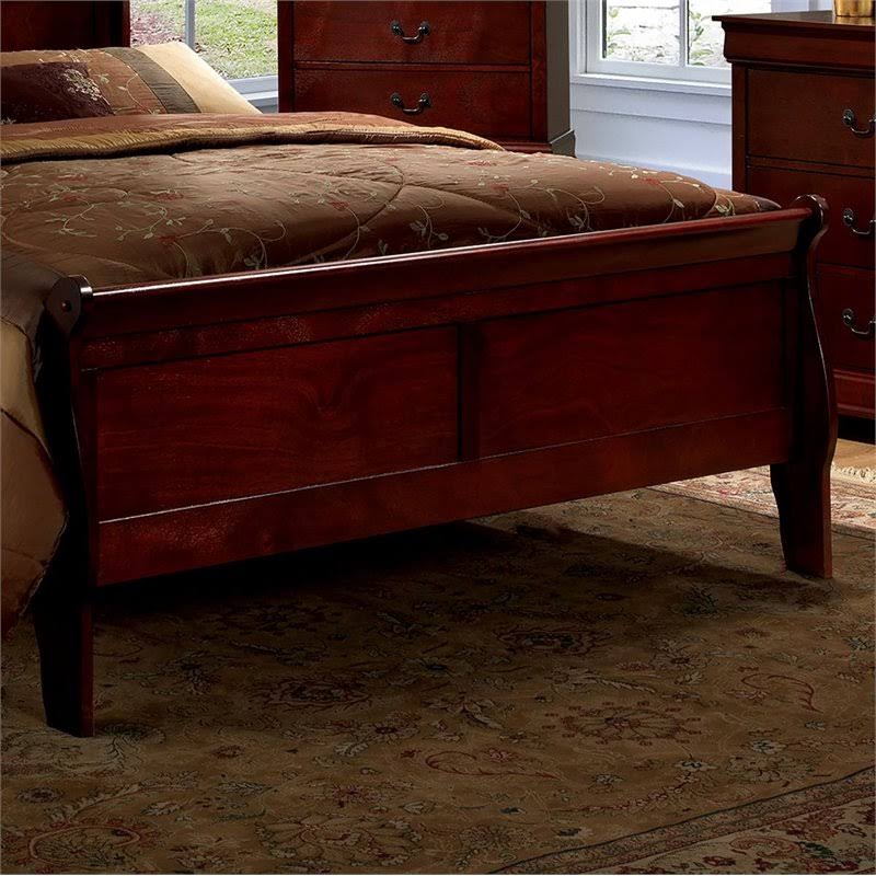 Queen Wood Sleigh Bed in Cherry Y88007