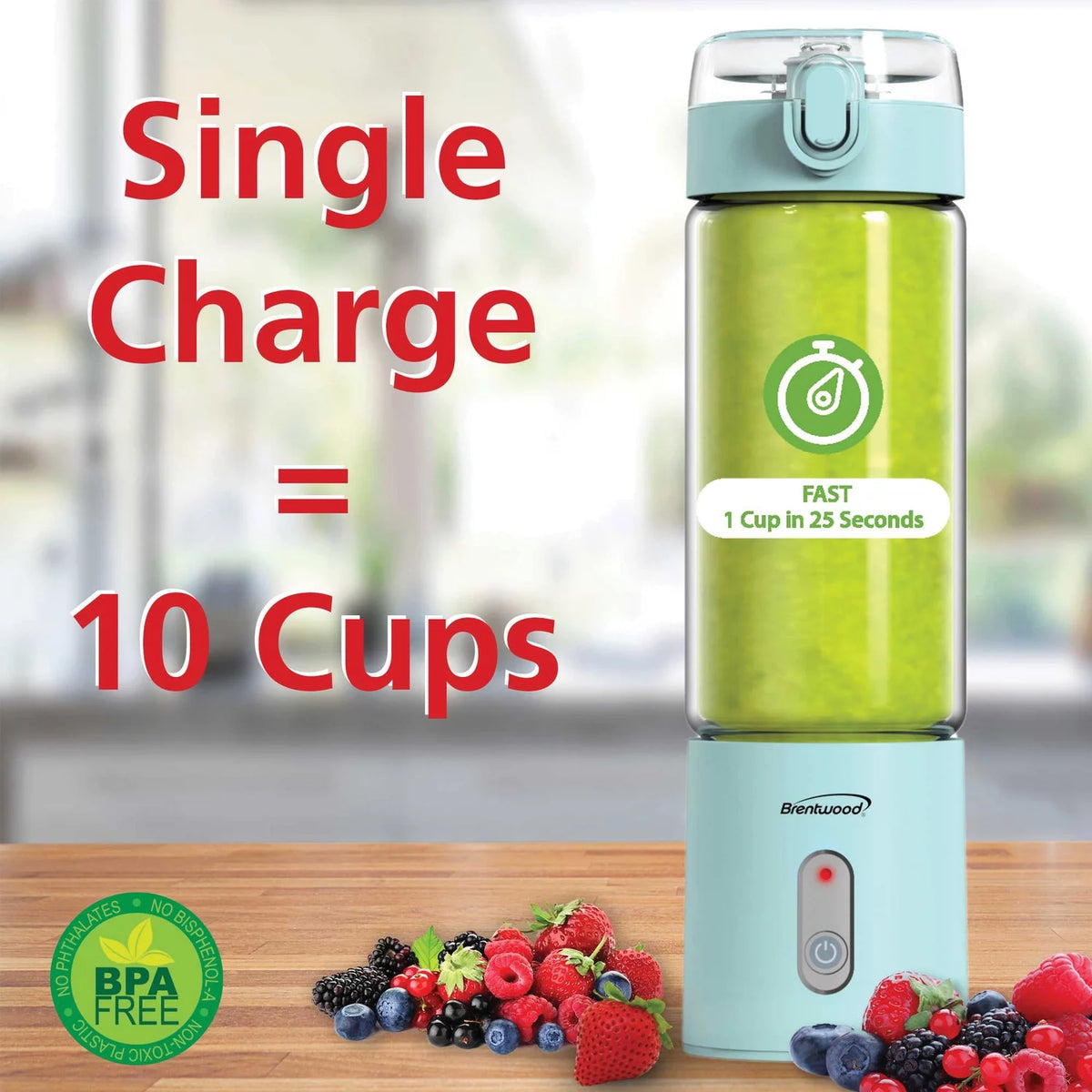 50-Watt 17-Oz. Portable USB-Chargeable Glass Blender U67256