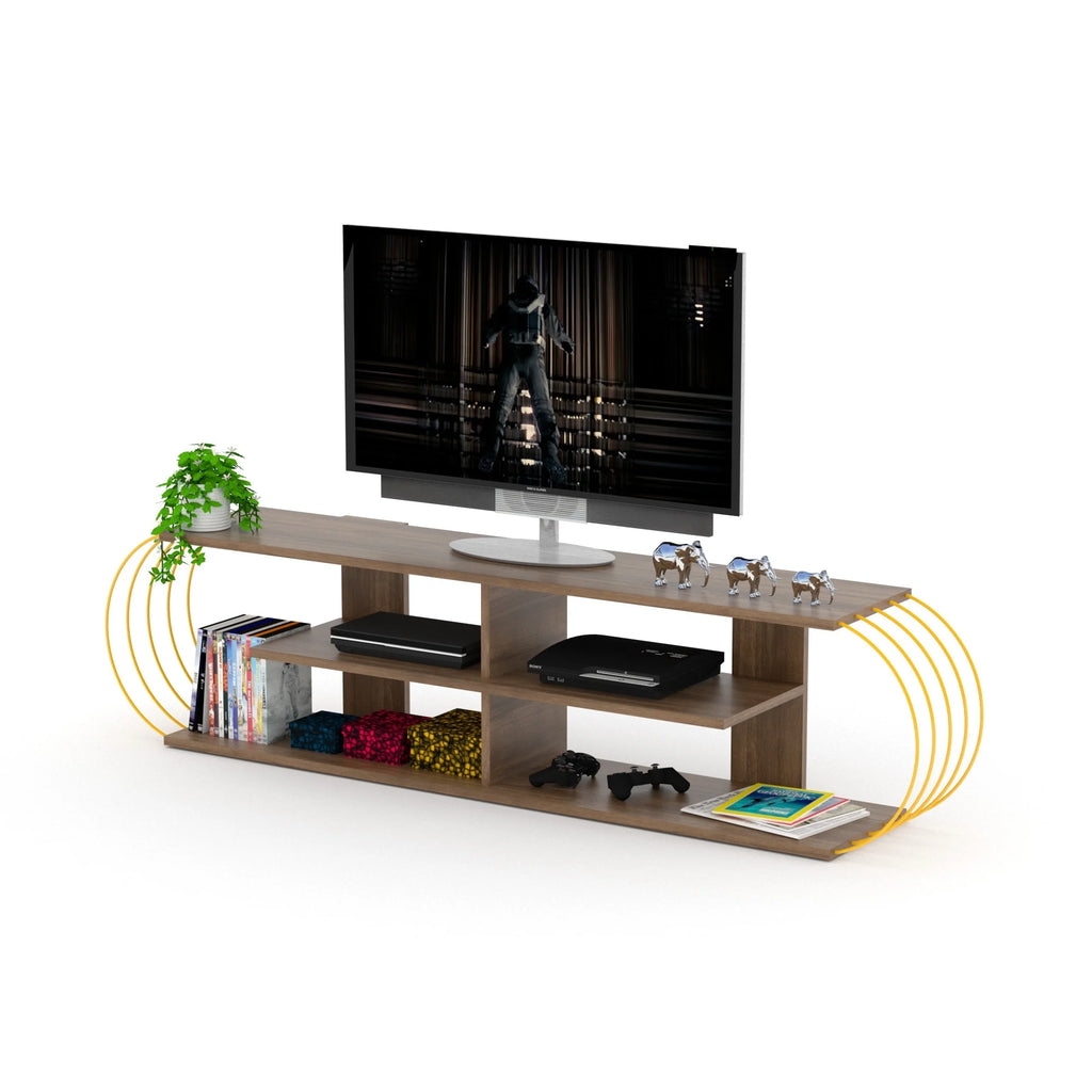 White-Blue Wood Finish TV Unit W218