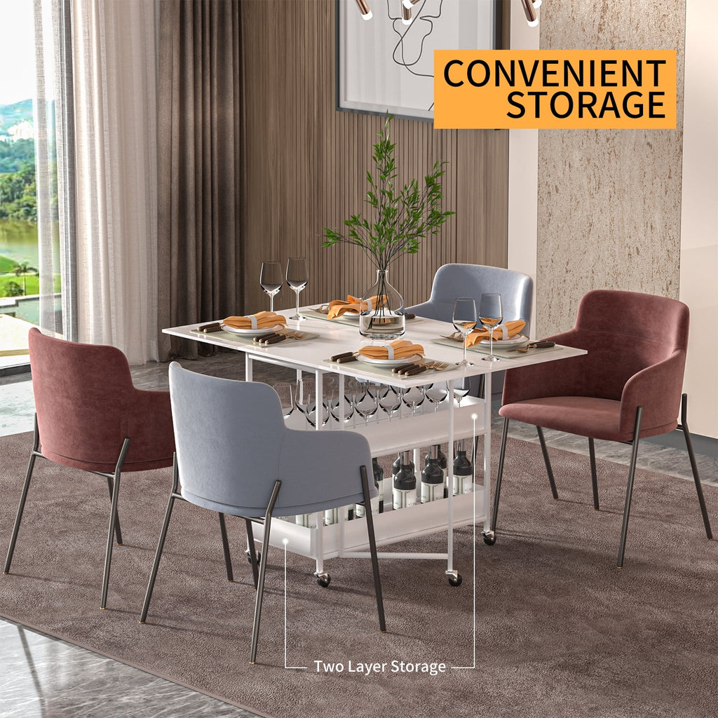 Folding Extendable Dining Table with 7 Wheels White S732305