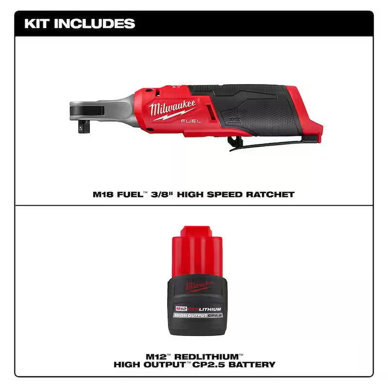 12-Volt Lithium-Ion Brushless Cordless 3/8 in. Ratchet with 2.5 Ah Battery Pack V68345