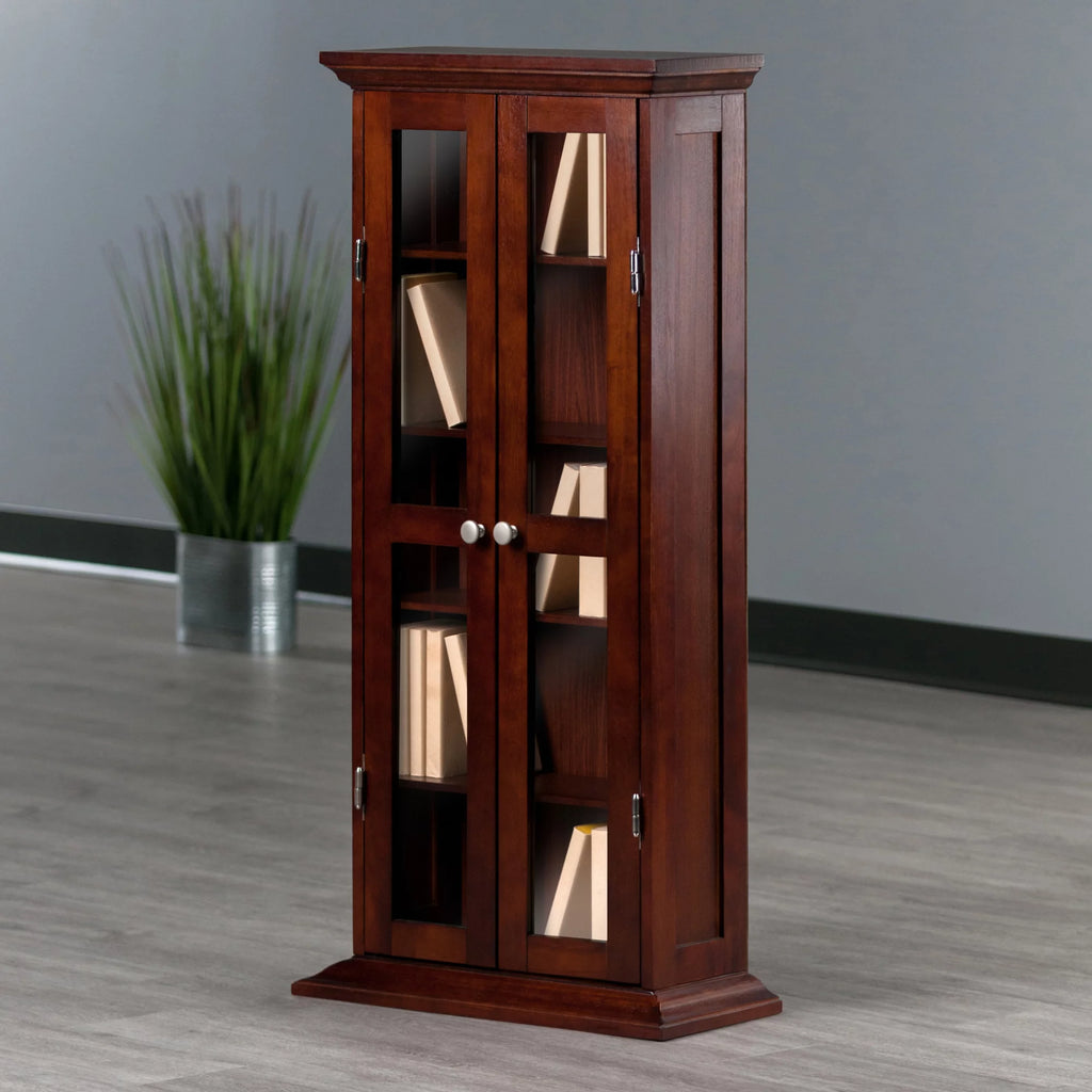 Walnut Finish Wood Media Cabinet L61487