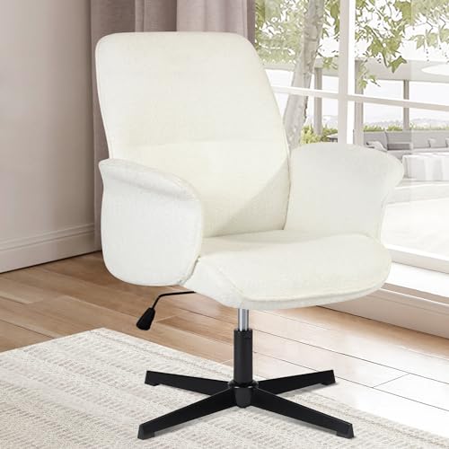 Beige Linen Fabric Upholstered Ergonomic Swivel Desk Chair Q1137