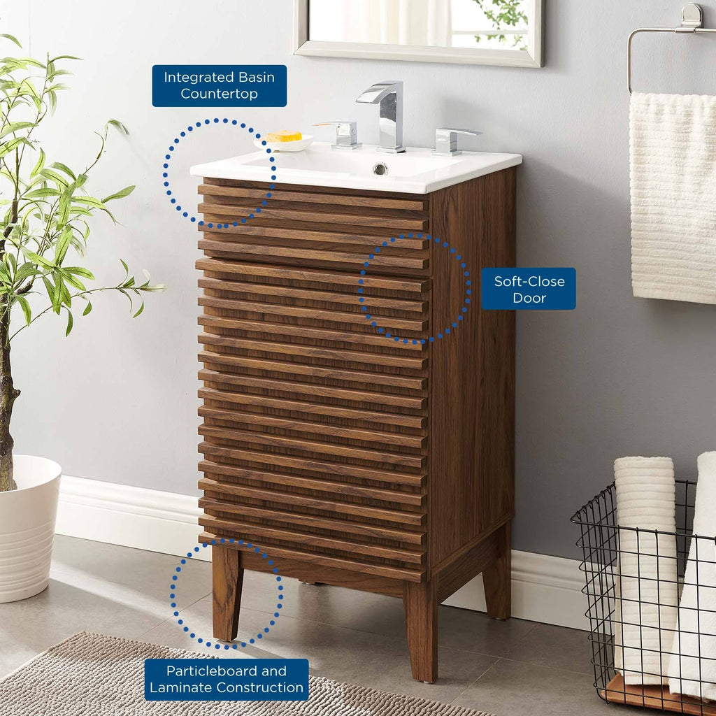 18 inch Bathroom Vanity Cabinet in Walnut White O201