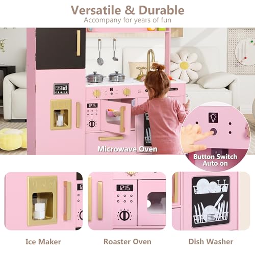 Wooden Kids Play Kitchen Set with Blackboard X388907