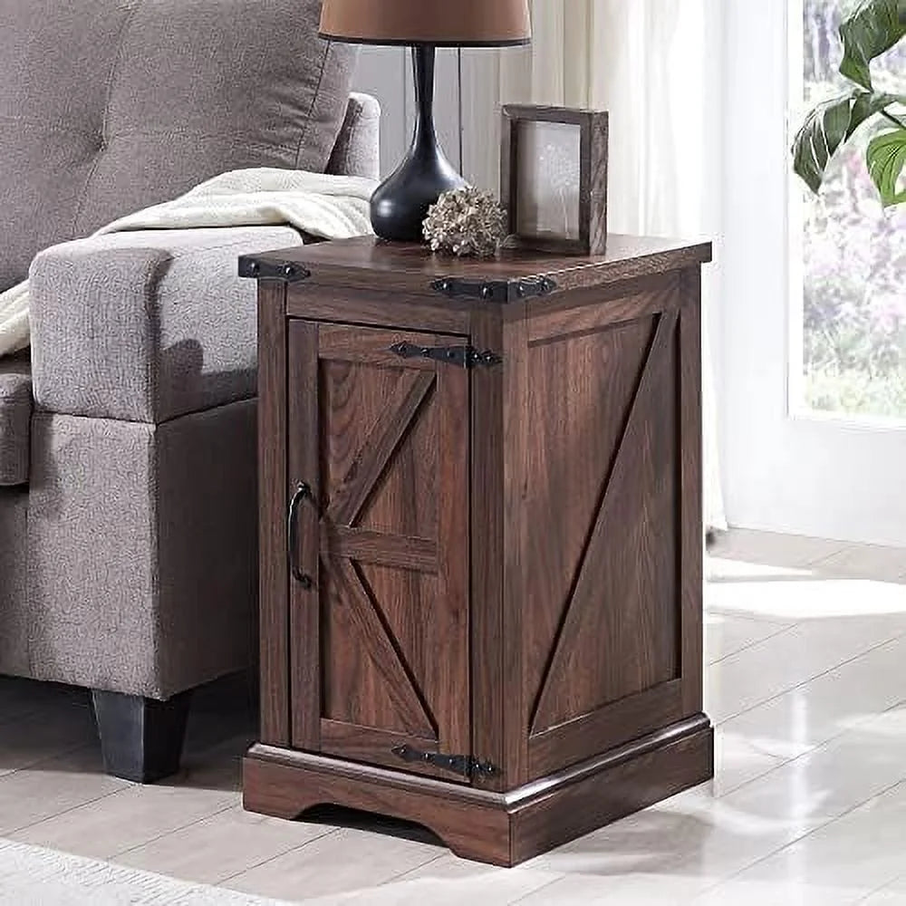 Brown Wood Nightstand with Charging Station O830594
